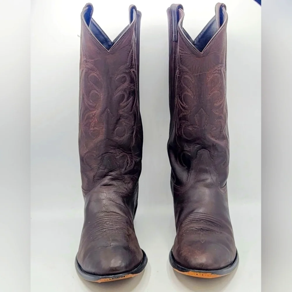 OLD WEST Mens Western Brown Leather Cowboy Boots SCM3051 Size 13 EE